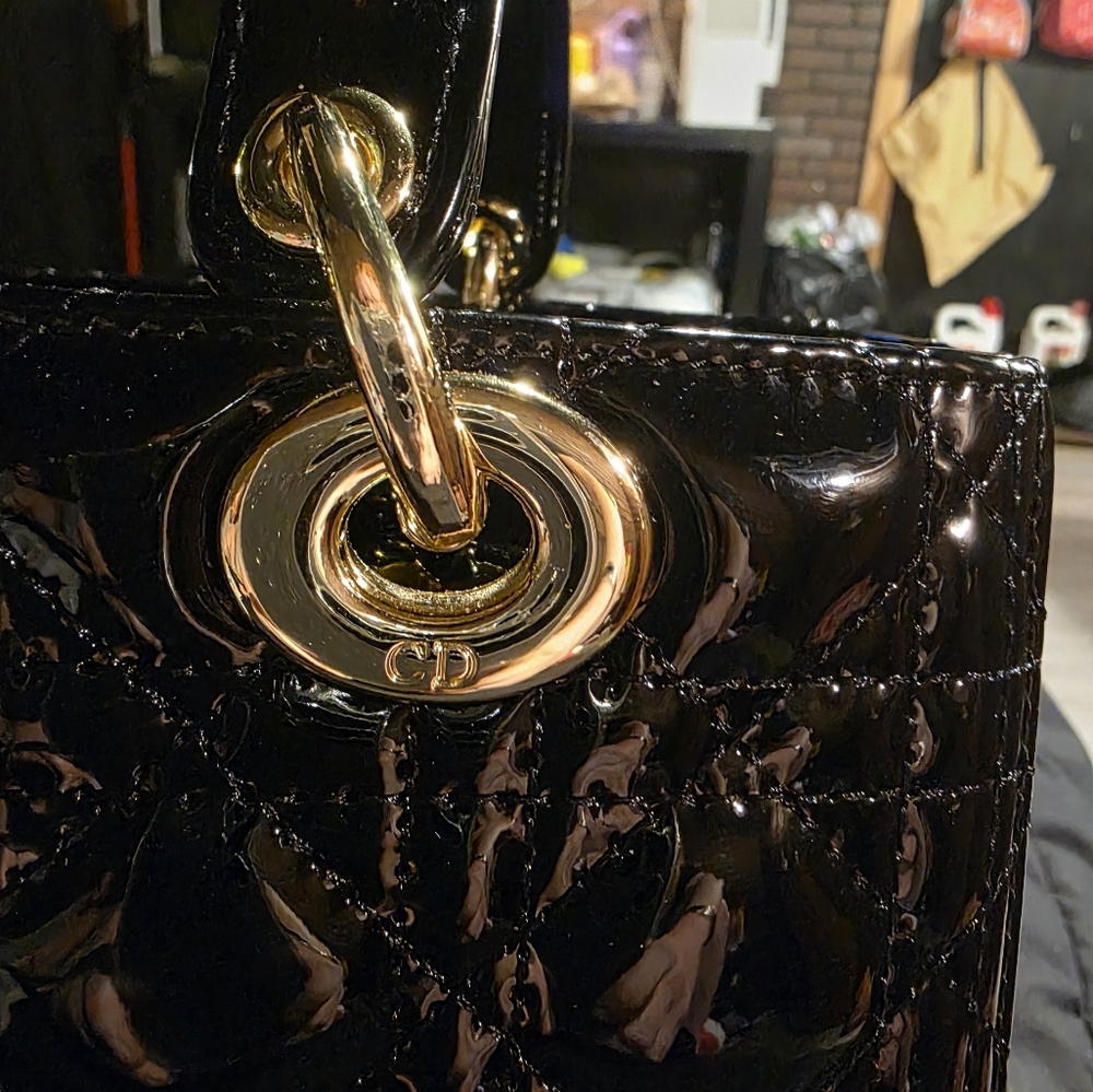 Dior Black and Gold Patent Leather Clutch - Picture 11 of 14